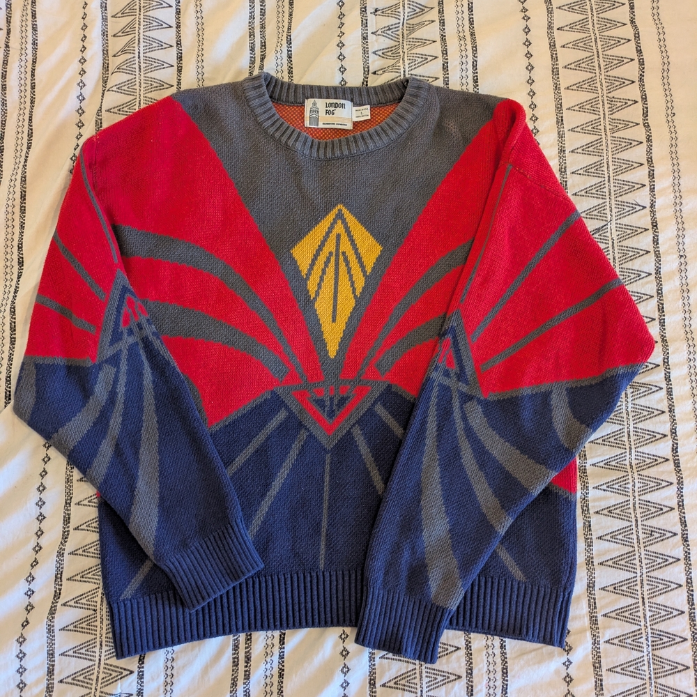 Vintage London Fog Colorful Geometric Men's Sweater